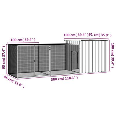 vidaXL Klietka pre kurčatá antracitová 300x91x100 cm pozinkovaná oceľ