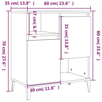 vidaXL Komody 2 ks čierne 60x35x70 cm kompozitné drevo