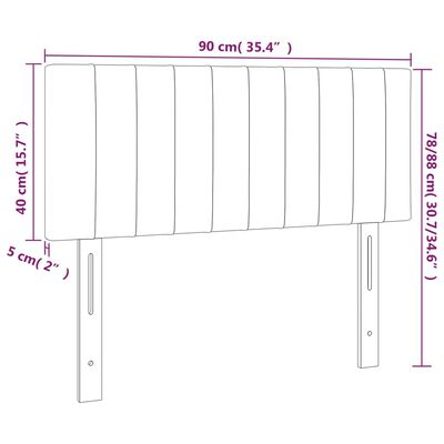 vidaXL Čelo postele s LED čierne 90x5x78/88 cm zamat