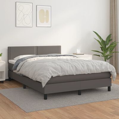 vidaXL Boxspring posteľ s matracom sivá 140x200 cm umelá koža