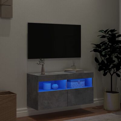 vidaXL TV nástenná skrinka s LED svetlami betónovo sivá 80x30x40 cm