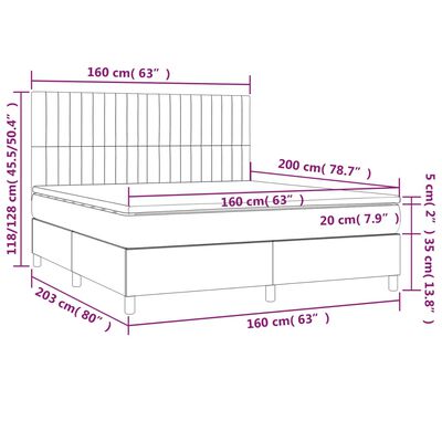 vidaXL Posteľný rám boxspring s matracom krémový 160x200 cm látka