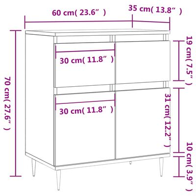 vidaXL Komoda hnedý dub 60x35x70 cm spracované drevo