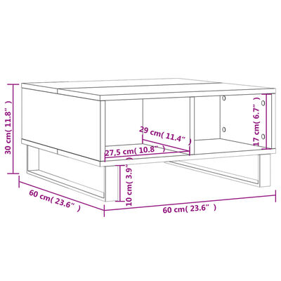 vidaXL Konferenčný stolík vysoký lesk biely 60x60x30 cm kompoz. drevo