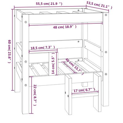 vidaXL Posteľ pre psa sivý 55,5x53,5x60 cm borovicový masív