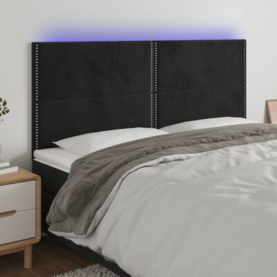 vidaXL Čelo postele s LED čierne 180x5x118/128 cm zamat