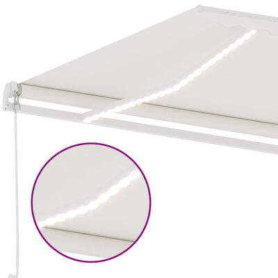 vidaXL Ručne zaťahovacia markíza s LED 600x300 cm krémová