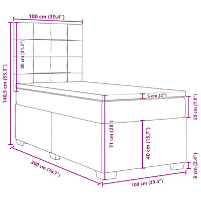 vidaXL Boxspring posteľ s matracom bledosivý 100x200 cm látka