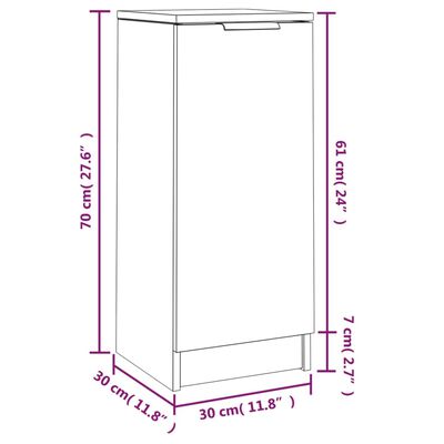 vidaXL Komoda biela 30x30x70 cm spracované drevo