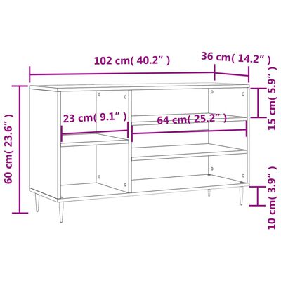 vidaXL Botník lesklý biely 102x36x60 cm spracované drevo