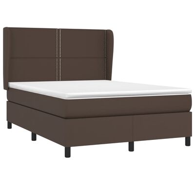 vidaXL Boxspring posteľ s matracom hnedá 140x200 cm umelá koža