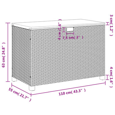 vidaXL Záhrad. úložný box béžový 110x55x63 cm polyratan akáciové drevo