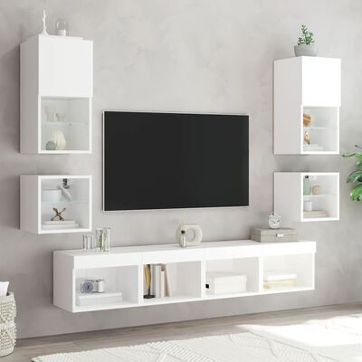 vidaXL TV skrinka s LED svetlami biela 30x28,5x30 cm