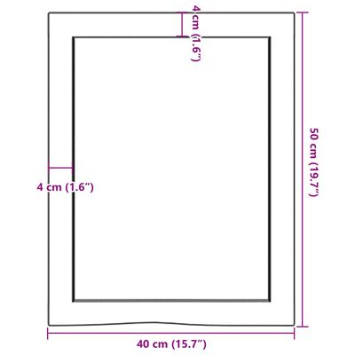 vidaXL Kúpeľňová doska tmavohnedá 40x50x(2-4) cm ošetrený masív