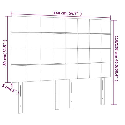 vidaXL Čelo postele s LED čierne 144x5x118/128 cm zamat