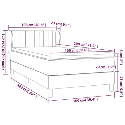 vidaXL Posteľný rám boxsping s matracom ružový 100x200 cm zamat