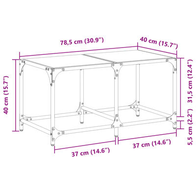 vidaXL Konferenčný stolík priehľadná sklenená doska 78,5x40x40 cm oceľ