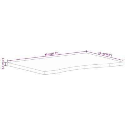 vidaXL Stolová doska so zakrivením 80x50x2,5 cm surový mangový masív