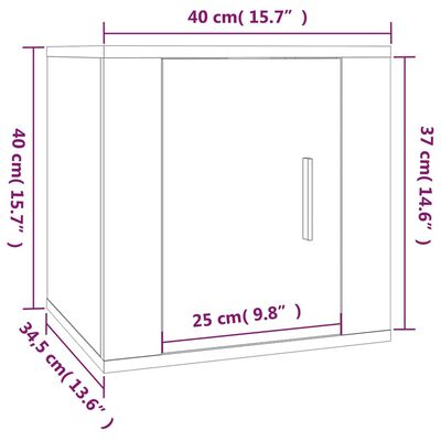 vidaXL Nástenné TV skrinky 2 ks čierne 40x34,5x40 cm