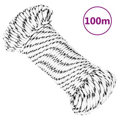 vidaXL Pletené lodné lano biele 5 mm x 100 m polyester