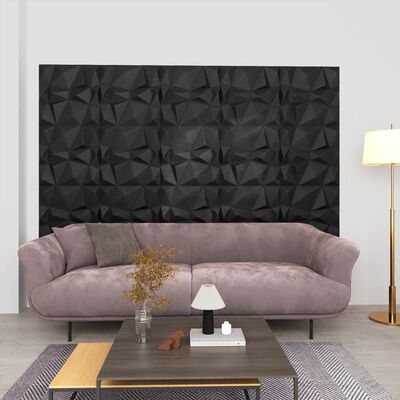 vidaXL 3D nástenné panely 48 ks 50x50 cm diamantové čierne 12 m²