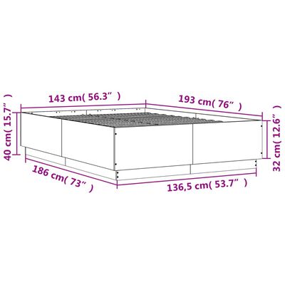 vidaXL Posteľný rám dymový dub 140x190 cm borovicový masív