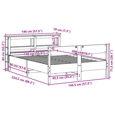 vidaXL Posteľ s matracom voskovo hnedá 140x200 cm masívna borovica