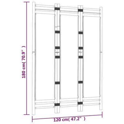 vidaXL Skladací 3-panelový paraván 120 cm bambus a plátno