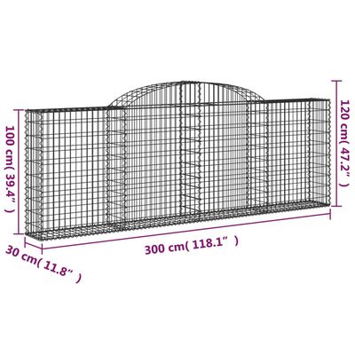 vidaXL Oblúkové gabiónové koše 13 ks 300x30x100/120cm pozinkov. železo