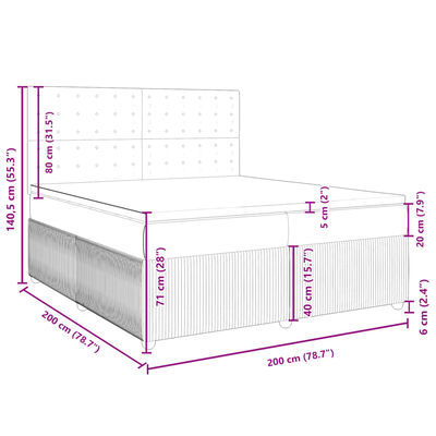 vidaXL Posteľný rám boxsping s matracom bledosivý 200x200 cm látka