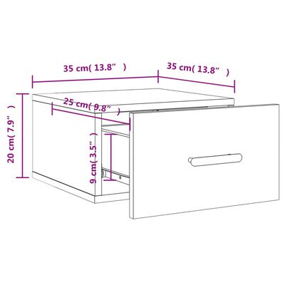 vidaXL Nástenné nočné stolíky 2 ks sivé sonoma 35x35x20 cm