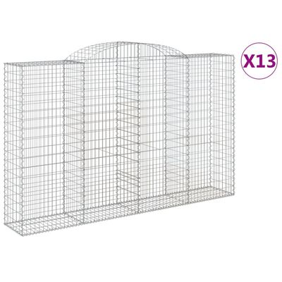 vidaXL Oblúkové gabiónové koše 13 ks 300x50x180/200cm pozink. železo