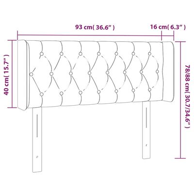 vidaXL Čelo postele s LED tmavohendé 93x16x78/88 cm látka