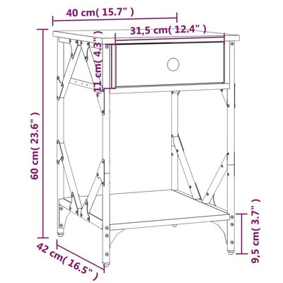 vidaXL Nočný stolík dub sonoma 40x42x60 cm kompozitné drevo