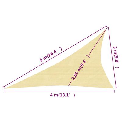 vidaXL Tieniaca plachta 160 g/m² béžová 3x4x5 m HDPE