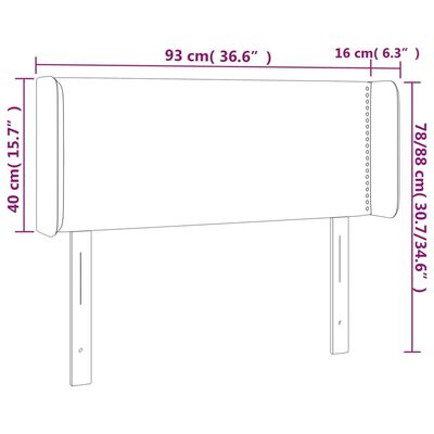 vidaXL Čelo postele s LED bledosivé 93x16x78/88 cm látka