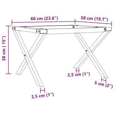 vidaXL Nohy konferenčného stolíka X-rám 60x50x38 cm liatina