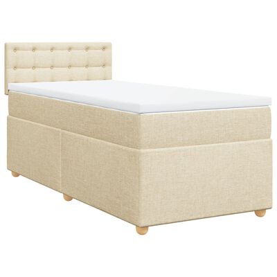 vidaXL Posteľný rám boxspring s matracom krémový 90x190 cm látka