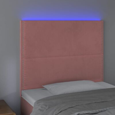 vidaXL Čelo postele s LED ružové 100x5x118/128 cm zamat