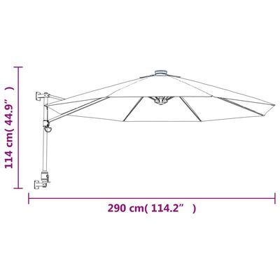 vidaXL Nástenný slnečník žltý 290 cm