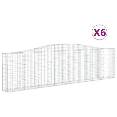 vidaXL Oblúkové gabiónové koše 6ks 400x30x100/120cm pozinkované železo