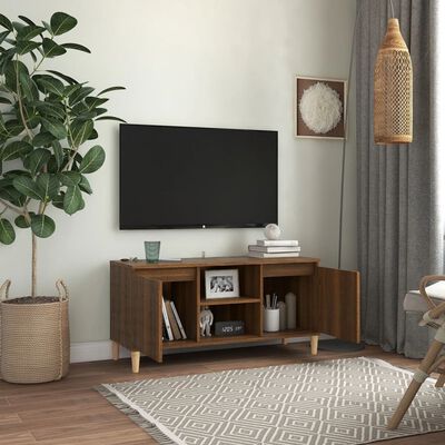 vidaXL TV stolík nohy z dreva hnedý dub 103,5x35x50 cm