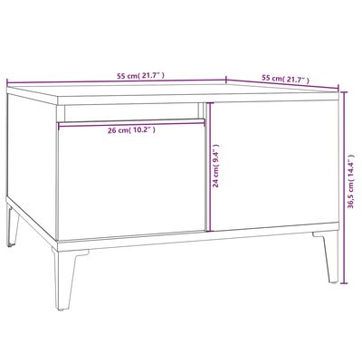 vidaXL Konferenčný stolík betónový sivý 55x55x36,5 cm spracované drevo