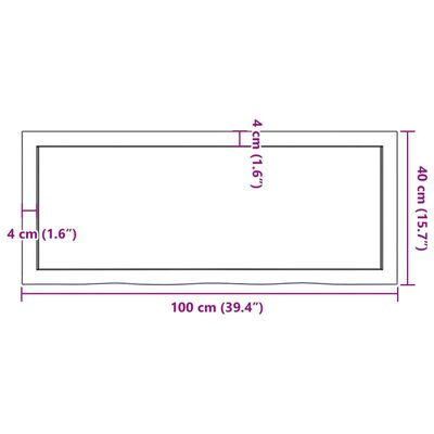 vidaXL Kúpeľňová doska tmavohnedá 100x40x(2-6) cm ošetrený masív