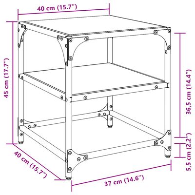 vidaXL Konferenčné stolíky s čiernou sklen.doskou 2 ks 40x40x45cm oceľ