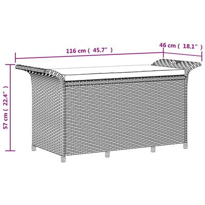 vidaXL Záhradná lavička s vankúšmi čierna 116x46x57 cm polyratan