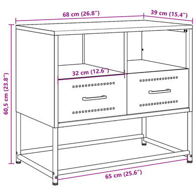 vidaXL TV skrinka ružová 68x39x60,5 cm oceľ