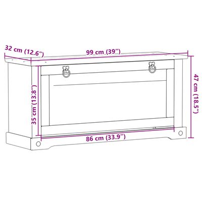 vidaXL Botník Corona 99x32x47 cm borovicový masív