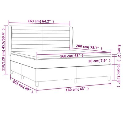 vidaXL Posteľný rám boxspring s matracom krémový 160x200 cm látka