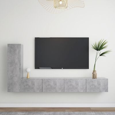 vidaXL 3-dielna súprava TV skriniek, betónovo sivá, kompozitné drevo
